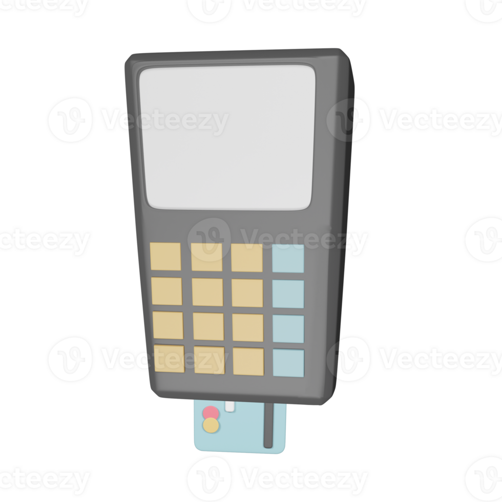 3D Render Of Pos Machine With Card Icon. png
