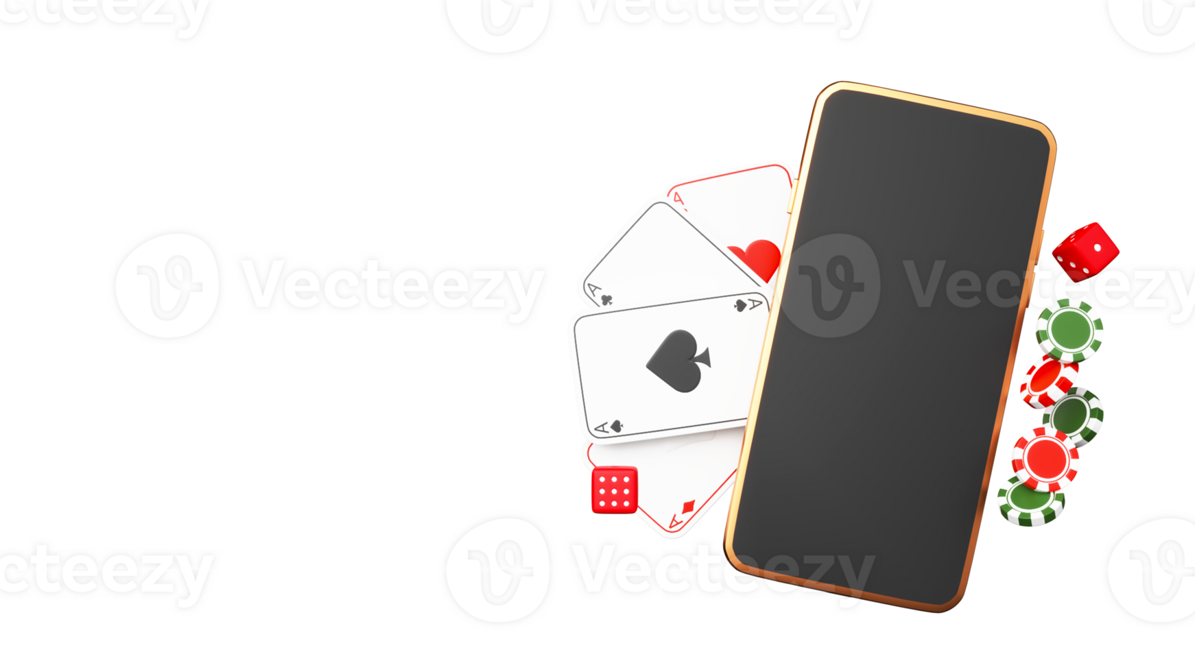 3D Rendering Empty Smartphone Screen And Casino Elements. png