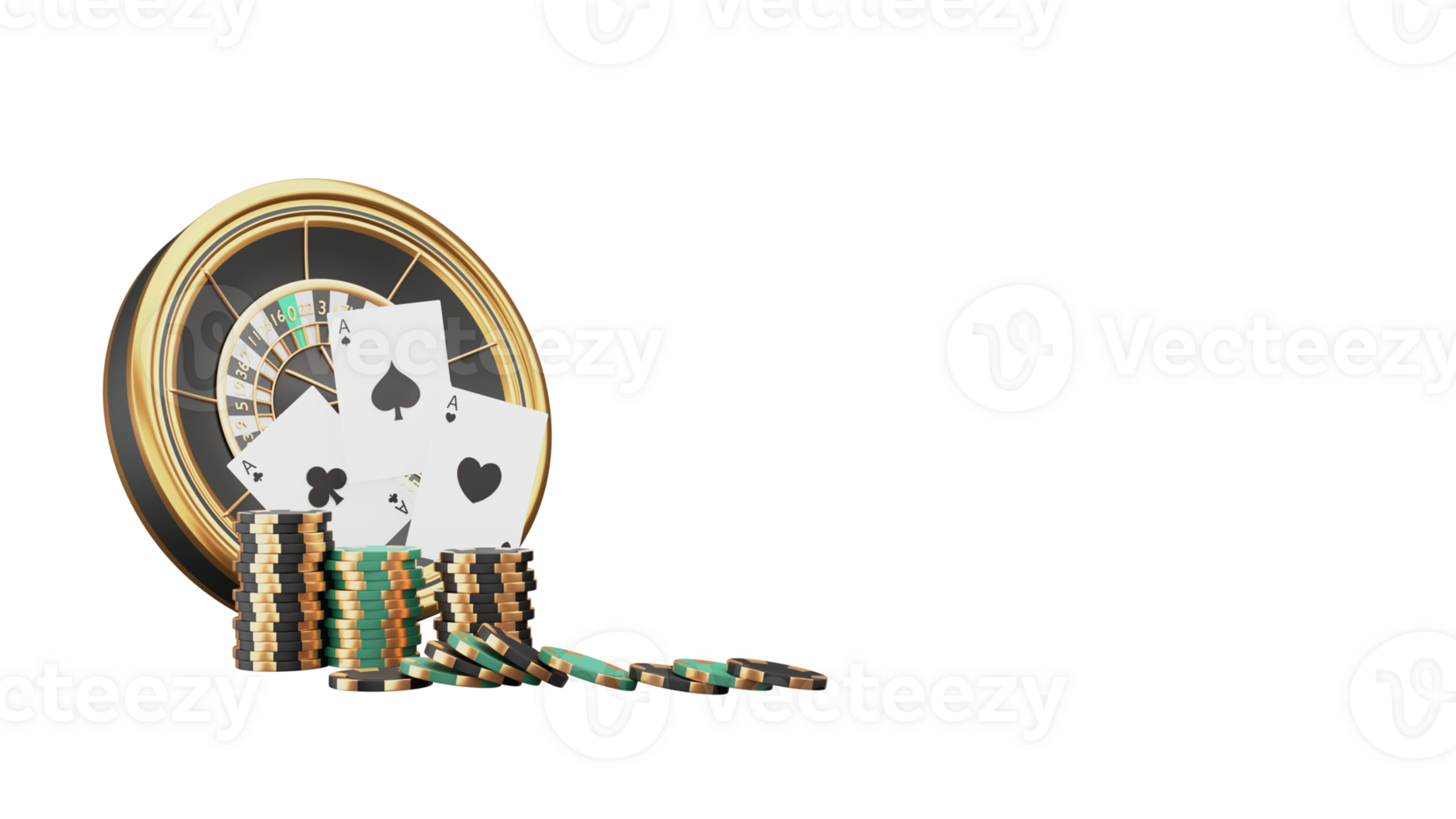 3D Rendering Casino Elements Against Background. png