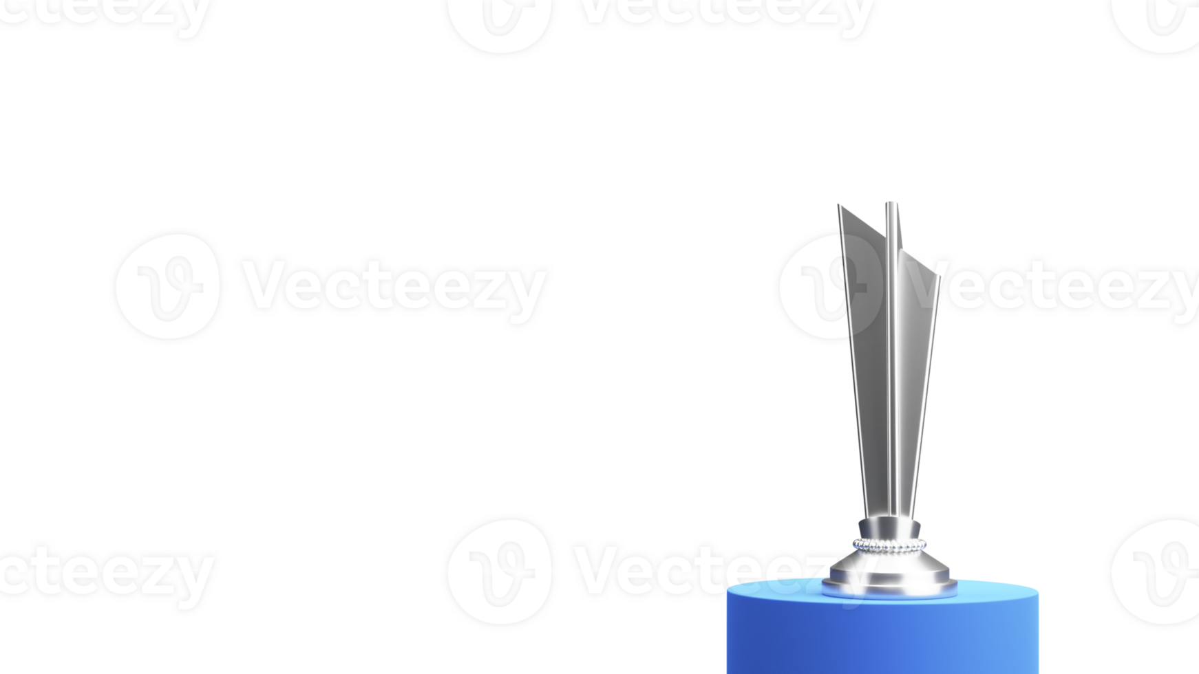 3D Realistic Silver Trophy Cup Over Podium And Copy Space. png