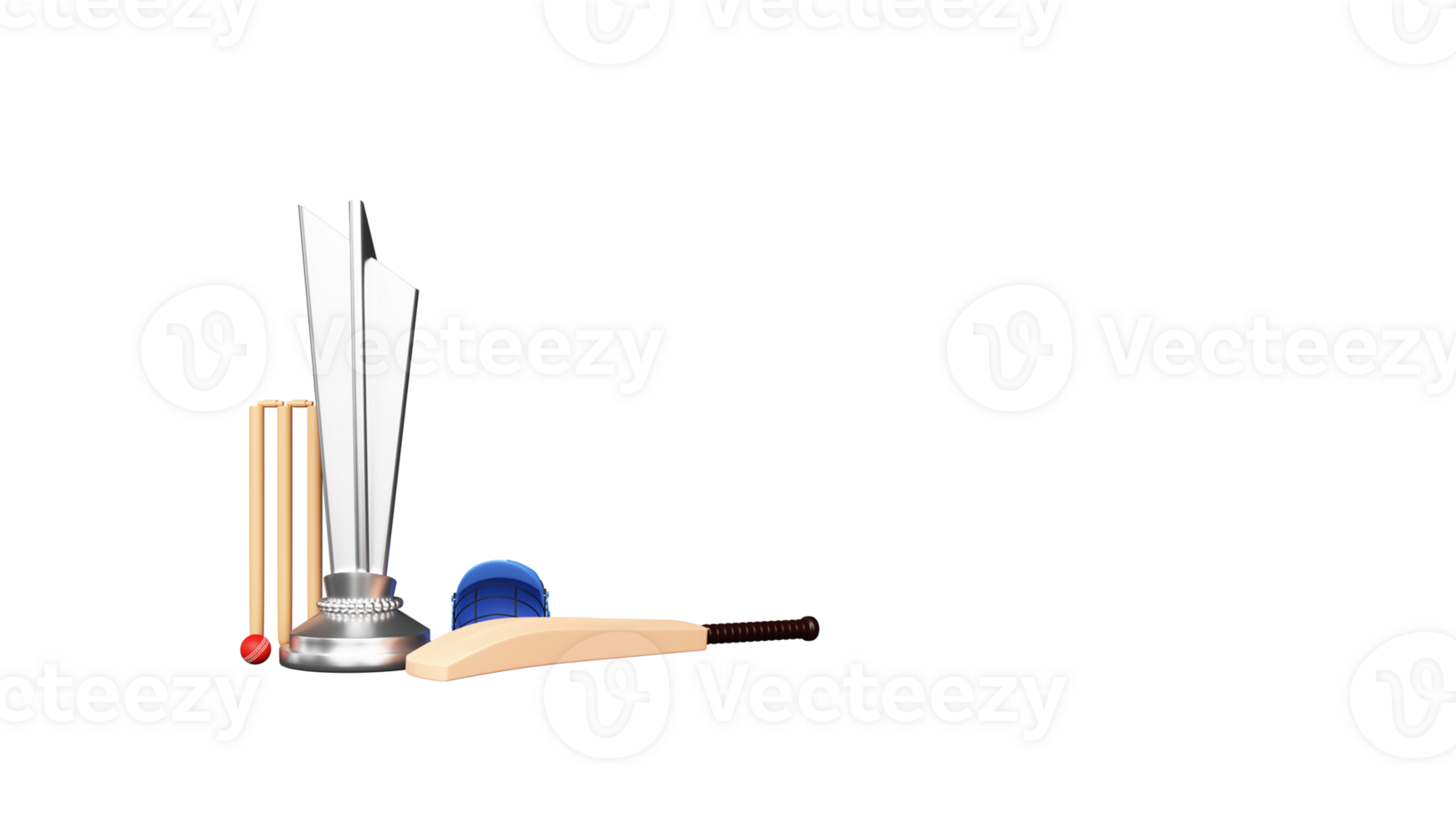 3D Render Of Cricket Tournament Elements Against Background And Copy Space. png