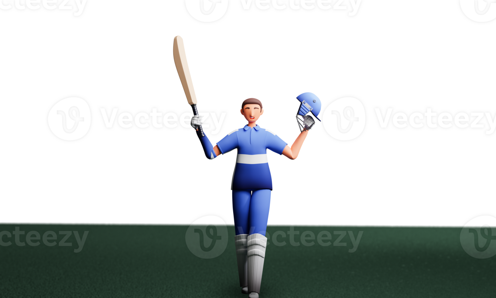 3D Render Of Cricket Batsman Player In Winning Pose Against Background And Copy Space. png