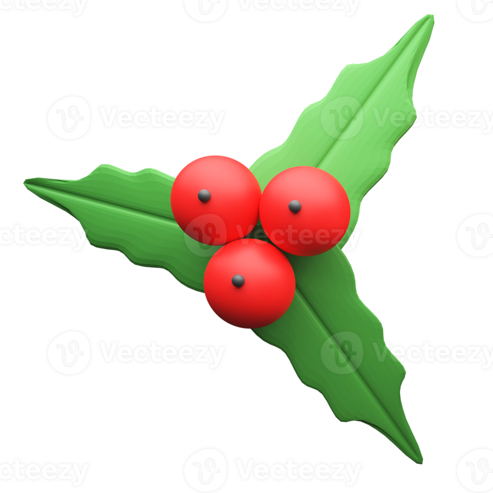 3D Illustration Of Holly Berry Icon. png