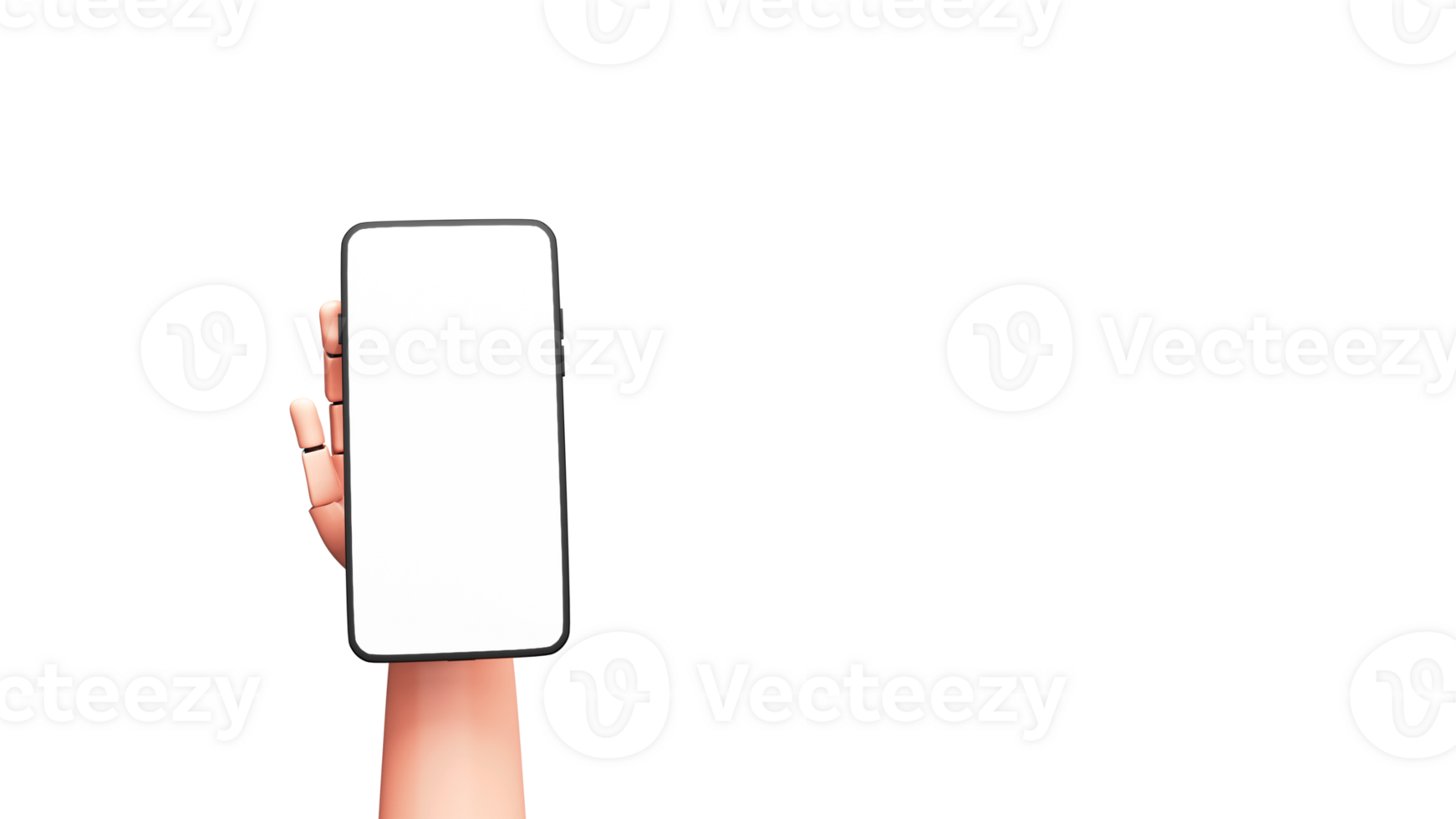 3D Render Of Robotic Hand Holding Empty Smartphone Against Background. png