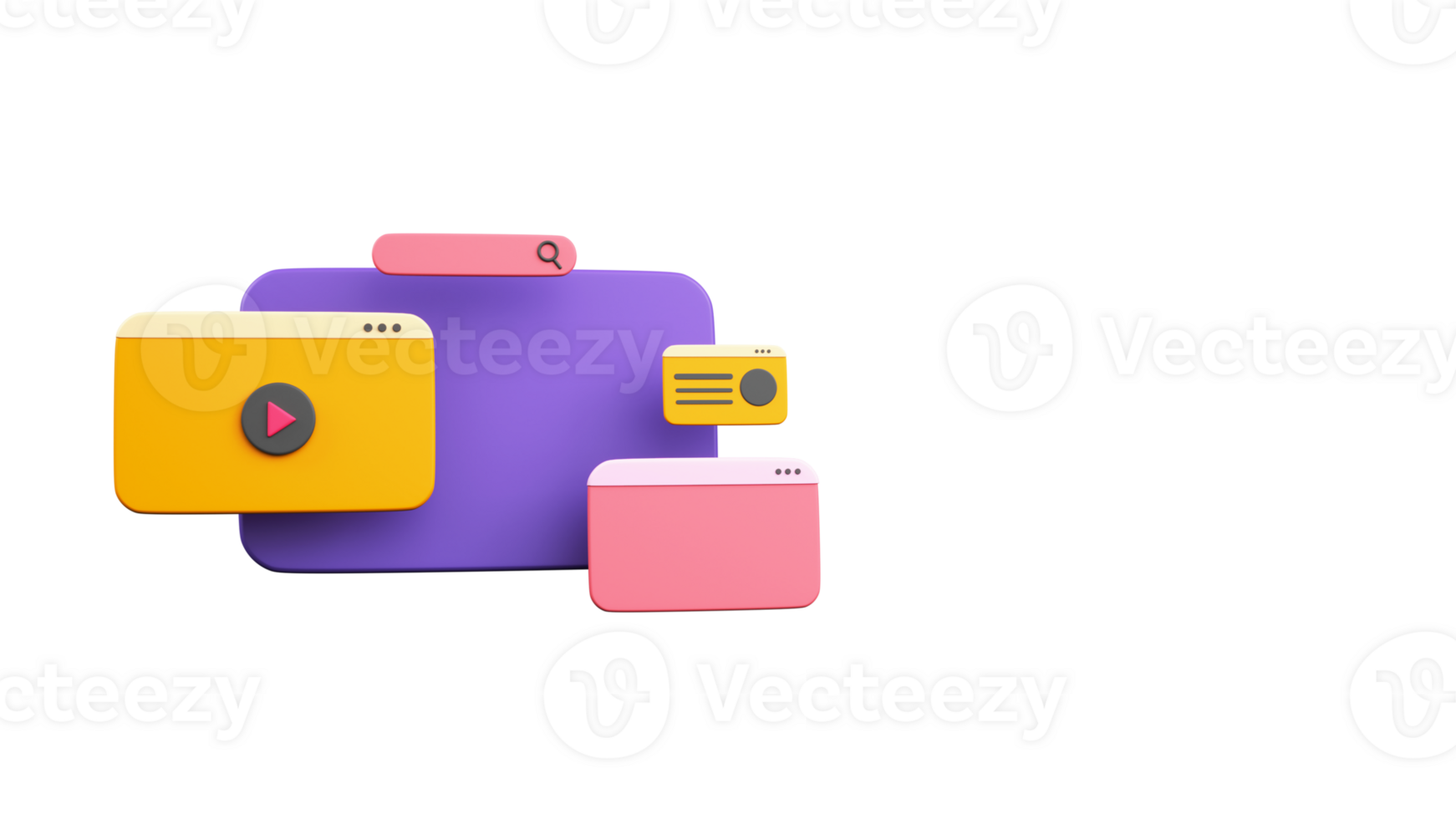 3D User Interface Screen Mockup And Copy Space Against Background. png