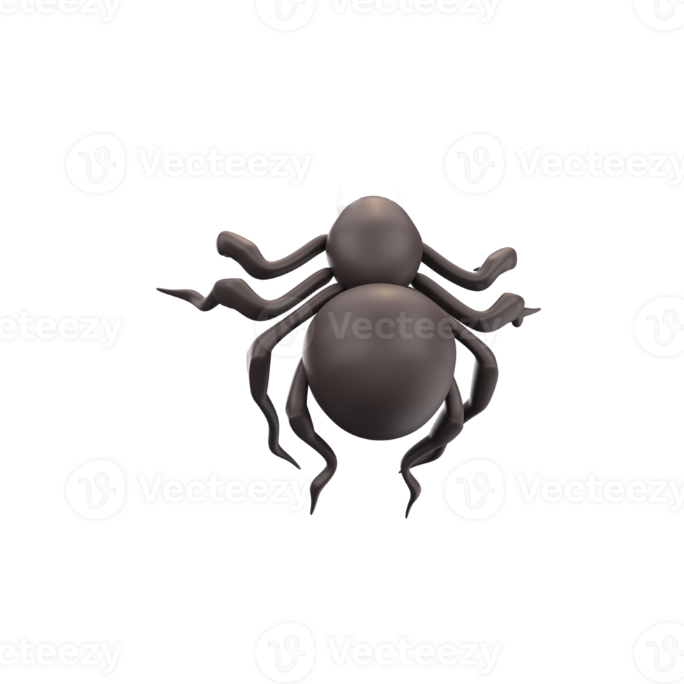 3D Rendering Of Spider Icon In Black Color. png