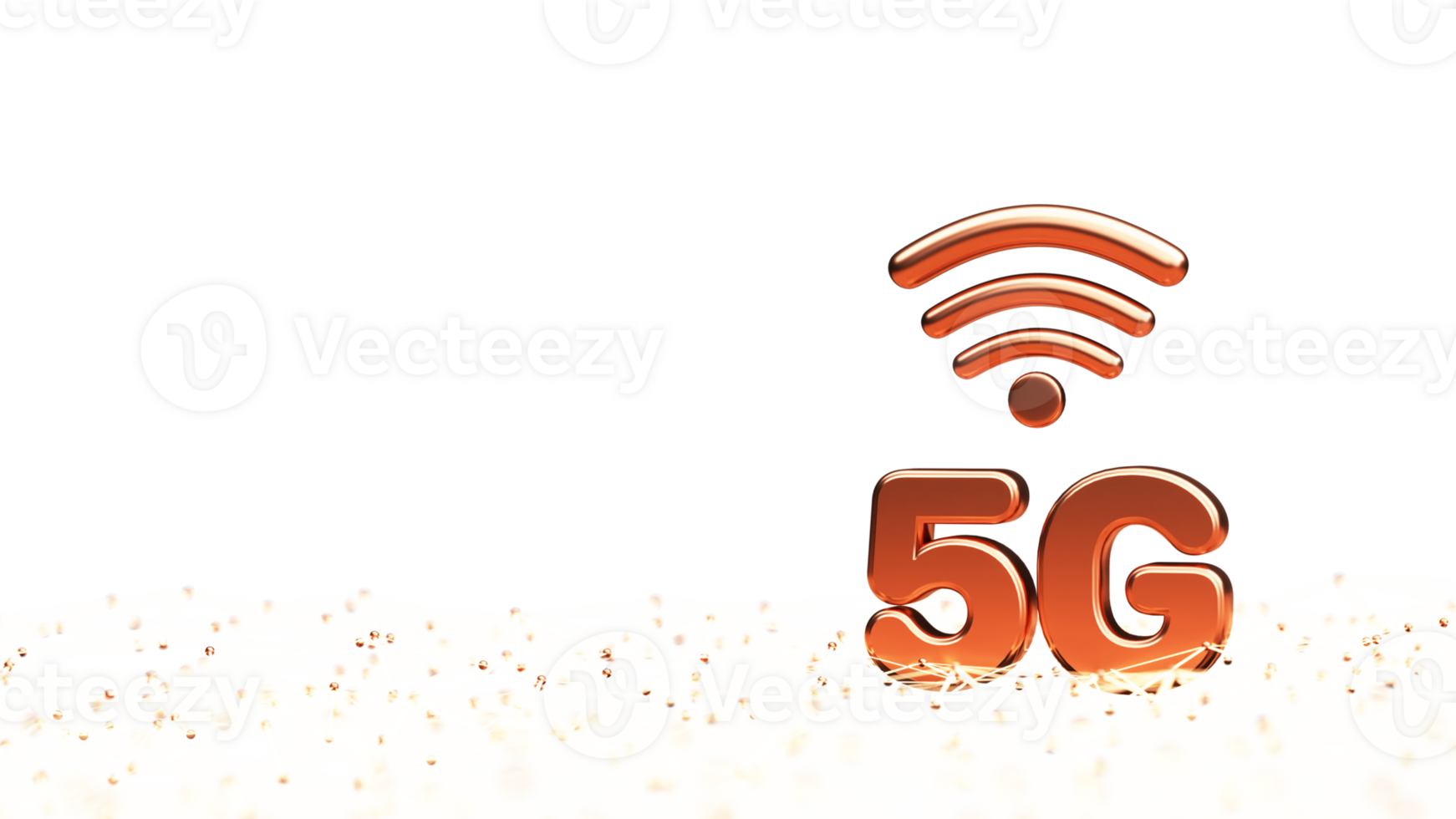 3D Bronze 5G Text With Abstract Lighting Lines Against Background And Copy Space. png