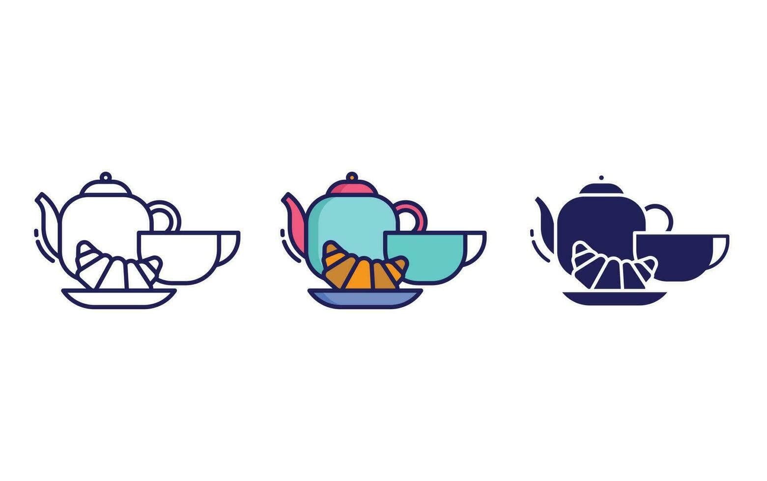 croissant tea vector icon