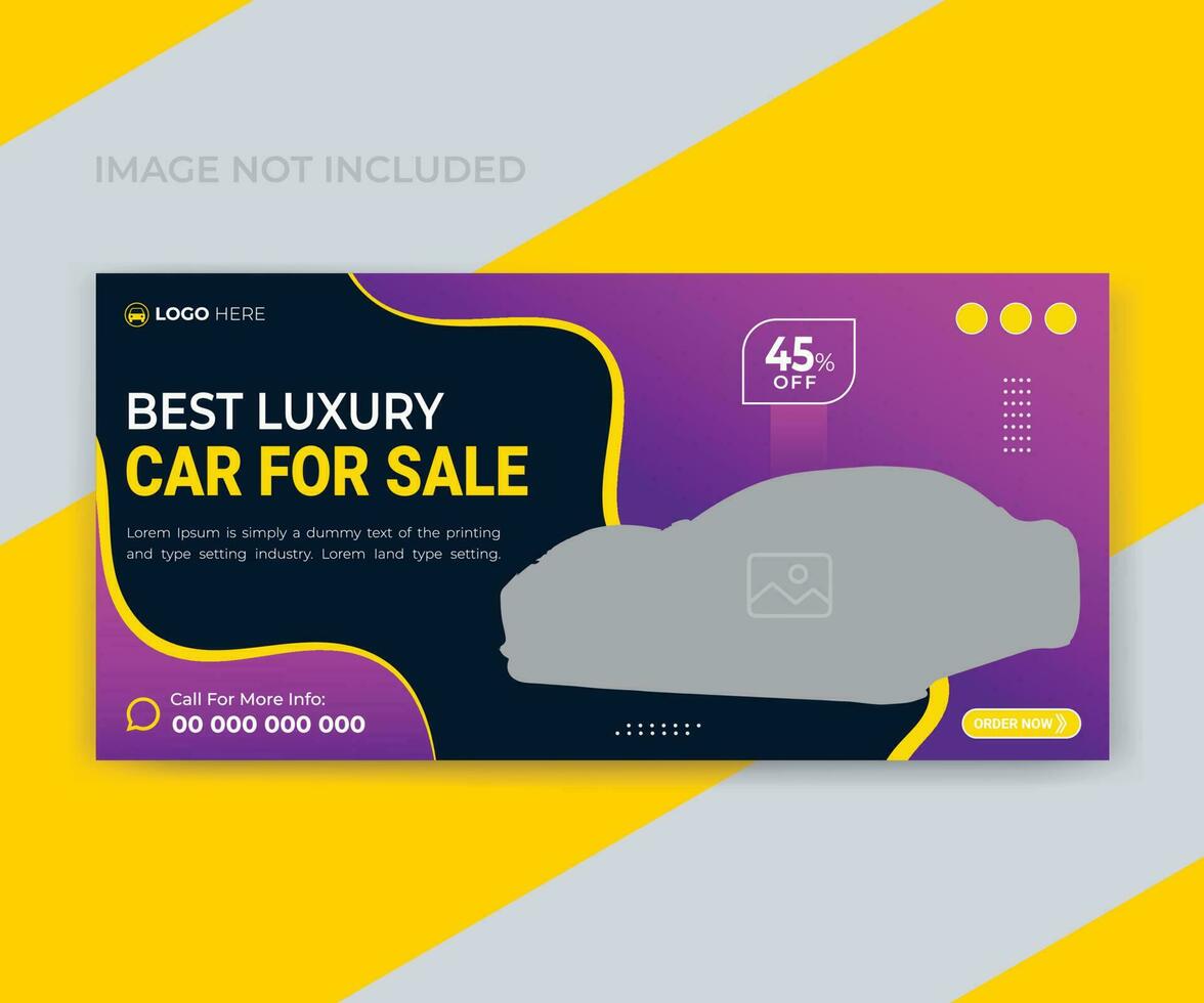 Car rental youtube thumbnail, or web banner and social media post design template. Luxury car rent youtube thumbnail template web banner and Facebook cover photo design templates vector