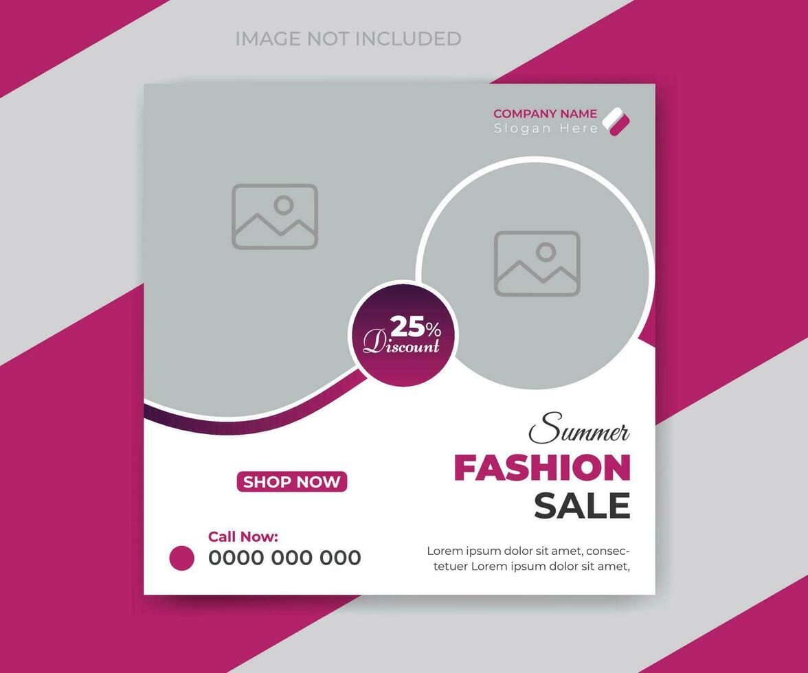 Fashion sale social media post template design vector