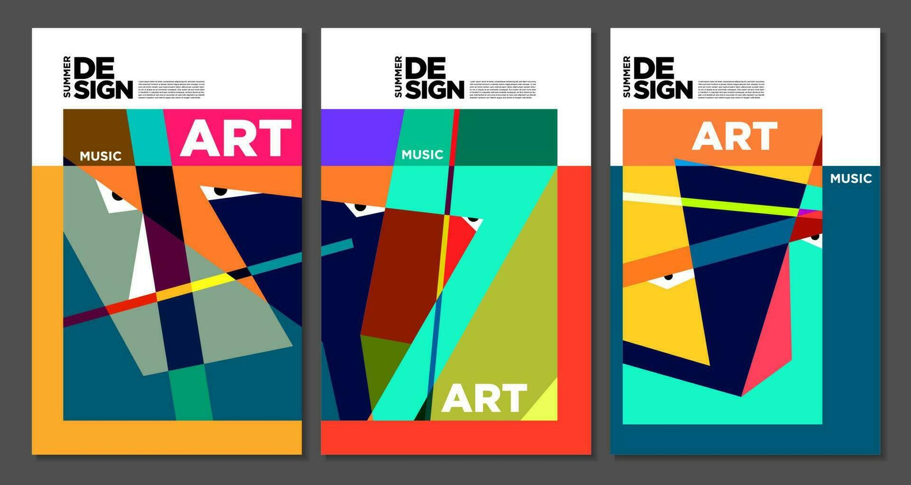 Summer Colorful Art and Music Festival Poster and Cover Template for Event, Magazine, and Web Banner. vector