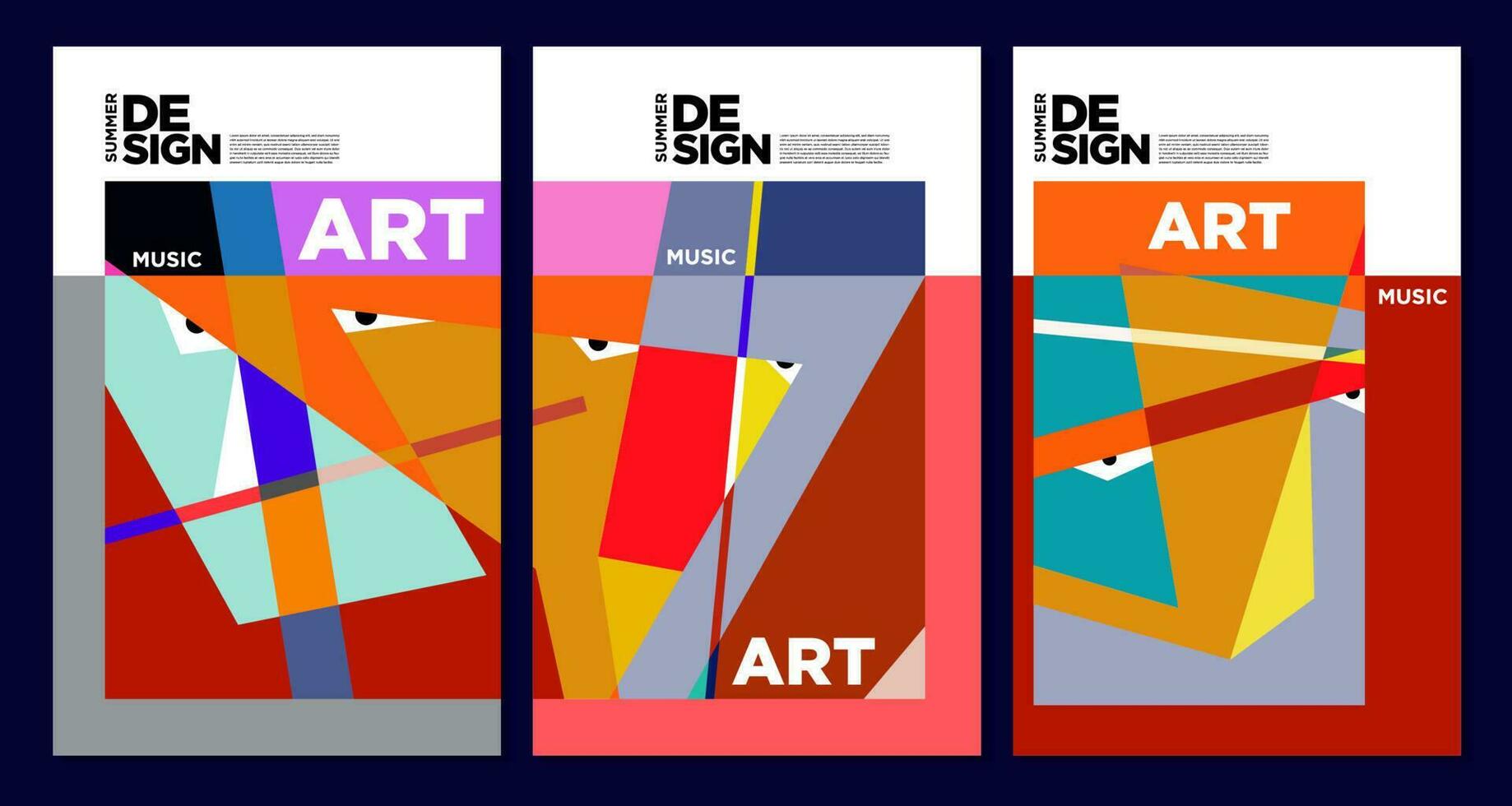 Summer Colorful Art and Music Festival Poster and Cover Template for Event, Magazine, and Web Banner. vector