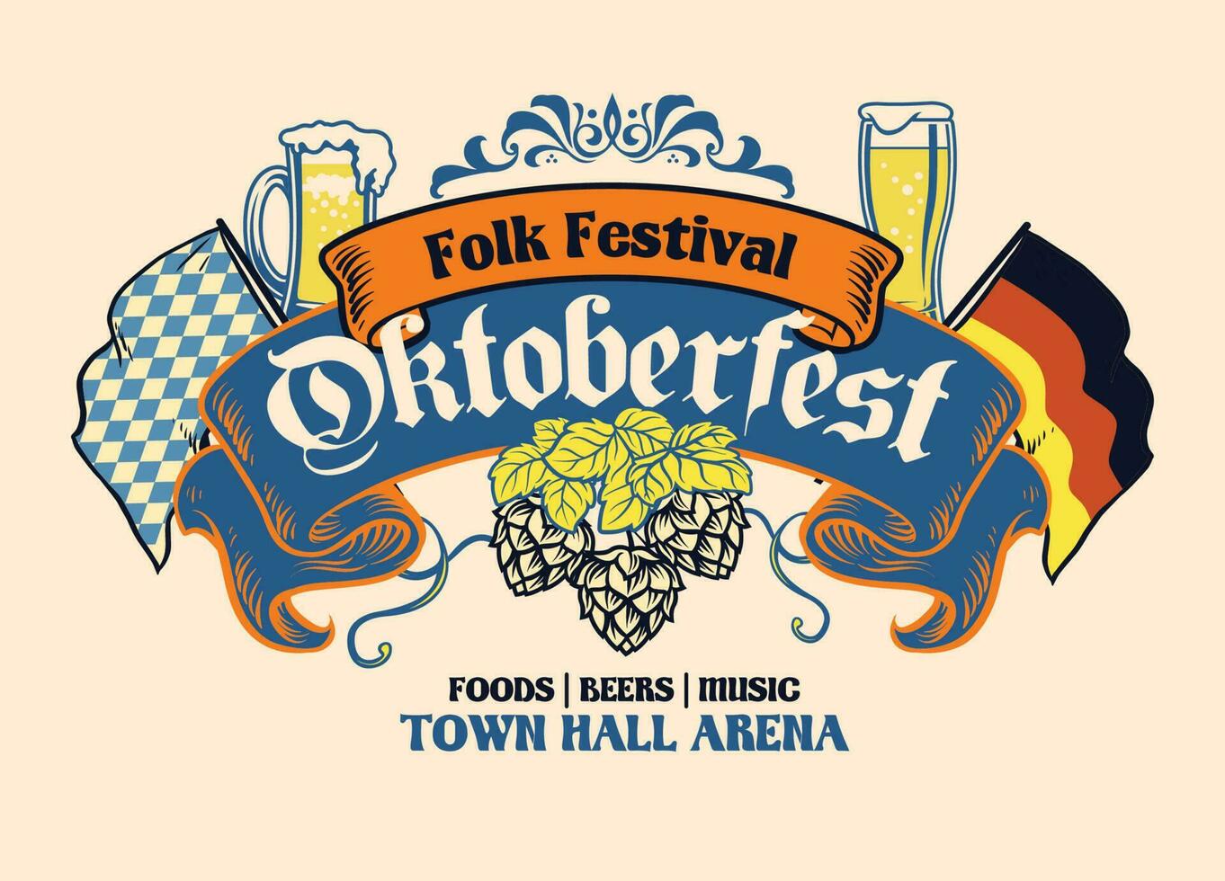 oktoberfest folk event in vintage Style vector