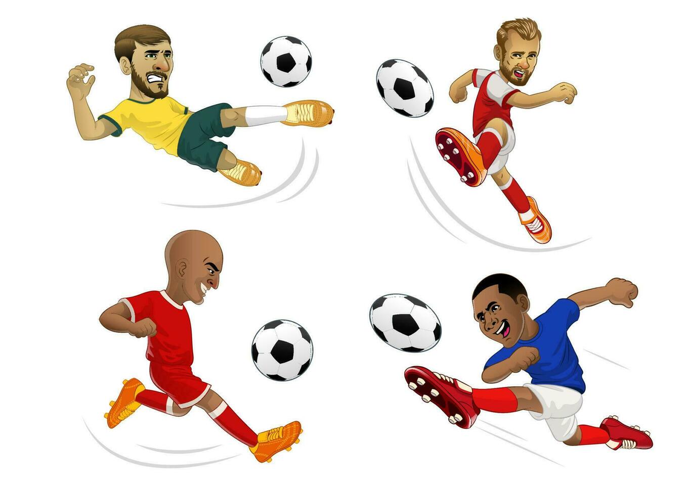 Cartoon Football player soccer collection vector