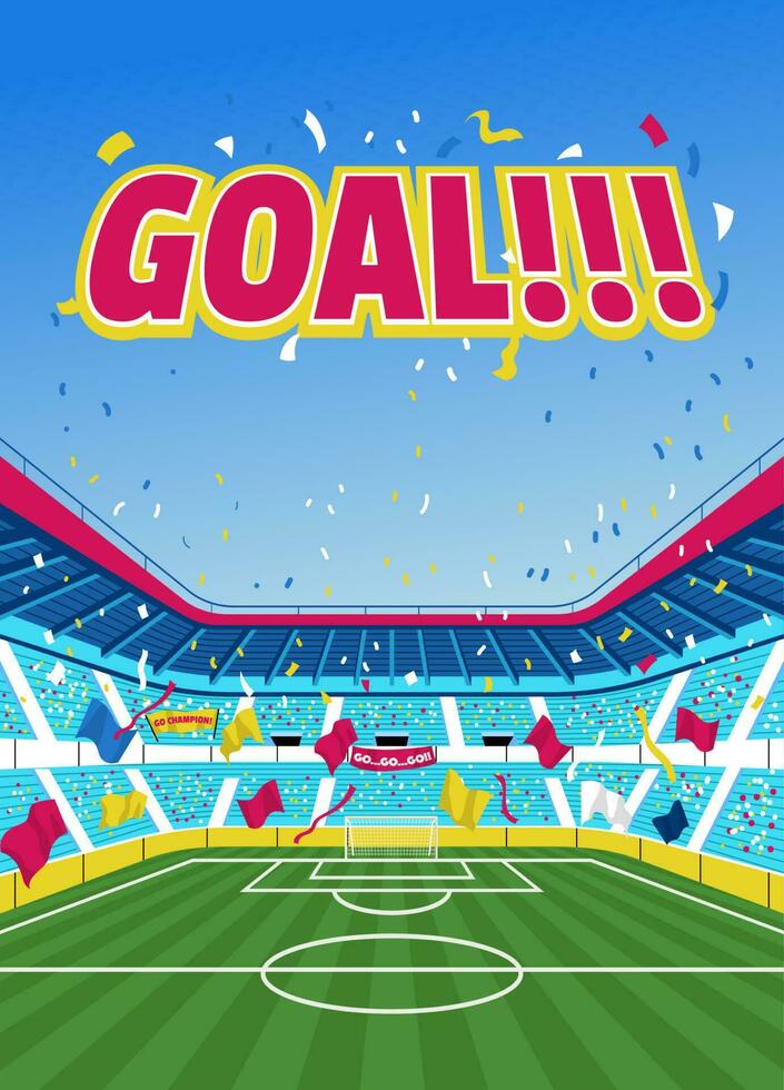 Football Fans Stadium Celebrating Goal vector