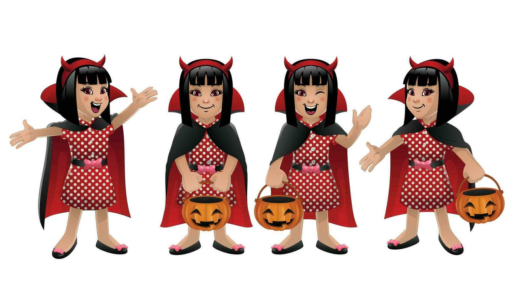 Halloween Cartoon Girl Wearing devil Costume vector