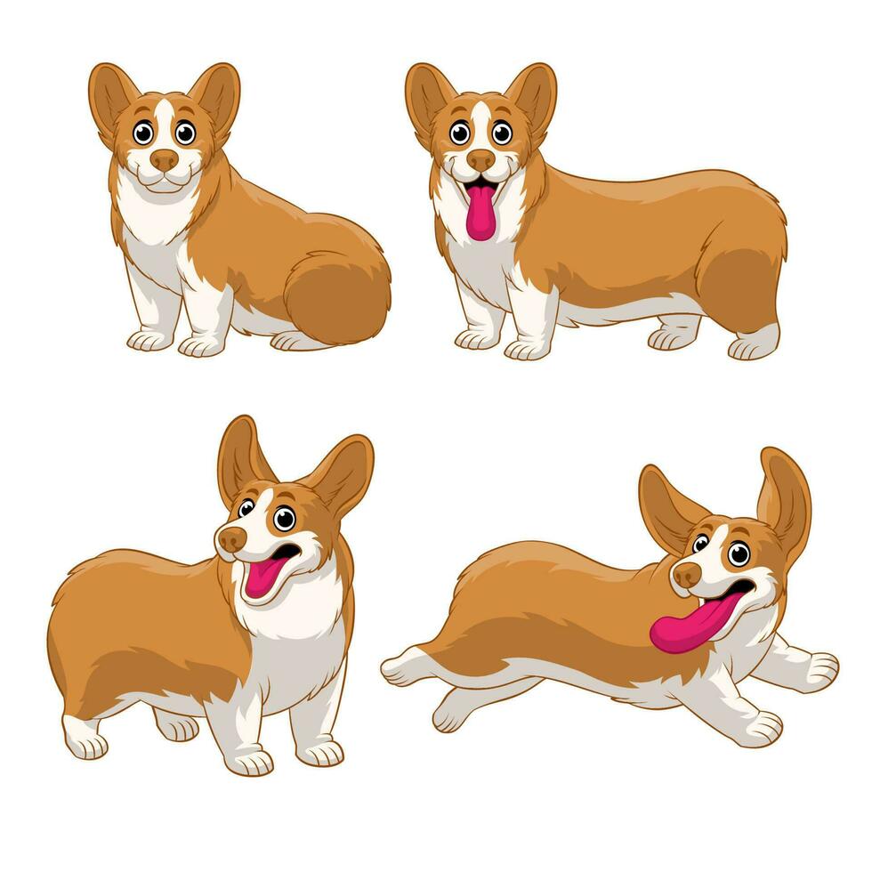 dibujos animados corgi perrito conjunto en varios actitud vector