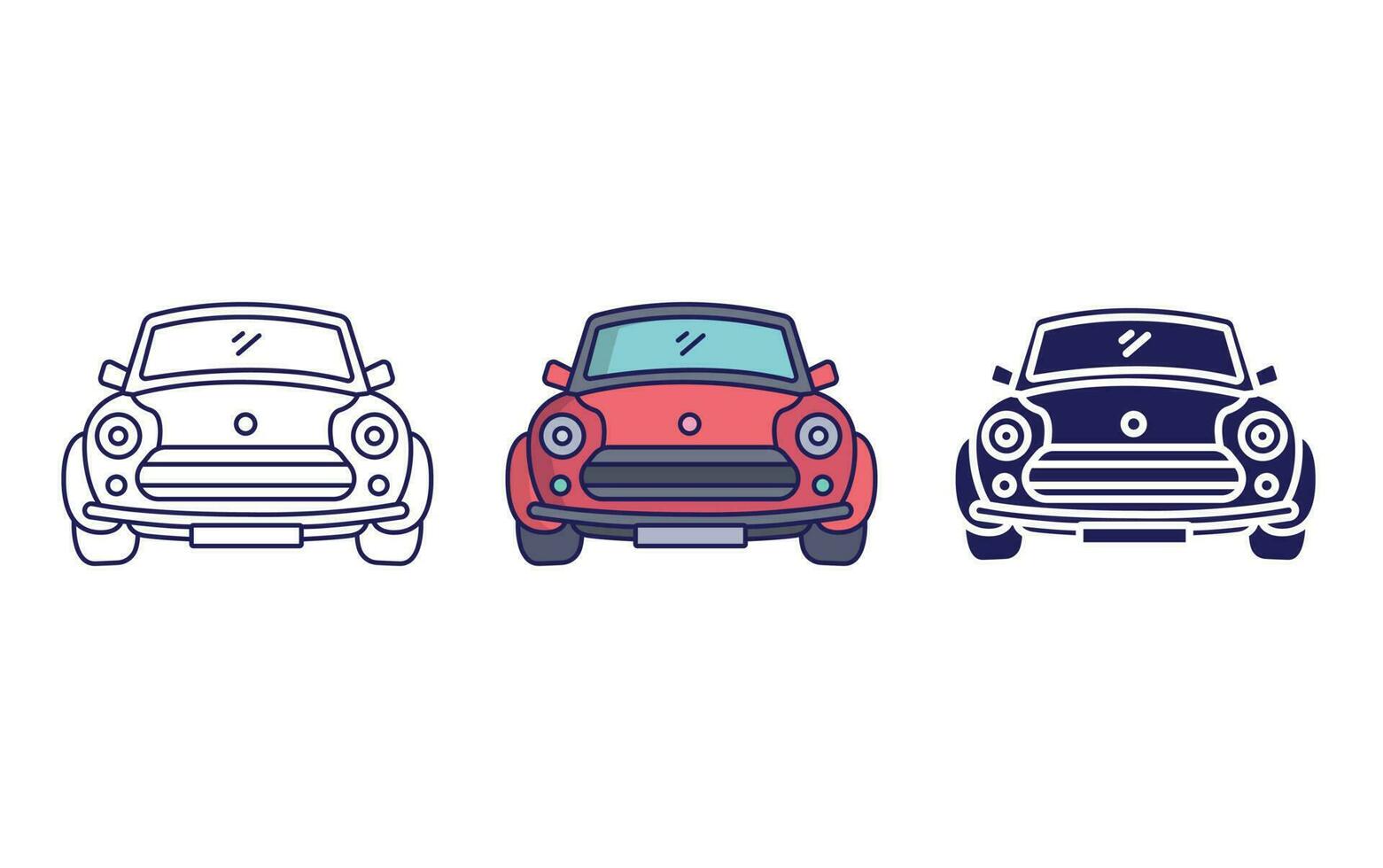 car retro front view vector icon