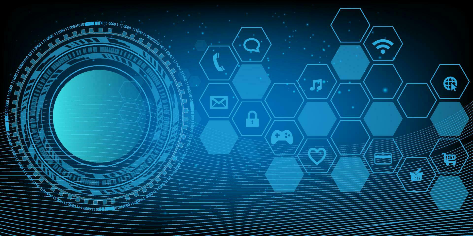 HUD hexagon and circle Computer chip Electronic circuit board vector for technology and finance concept and education for future