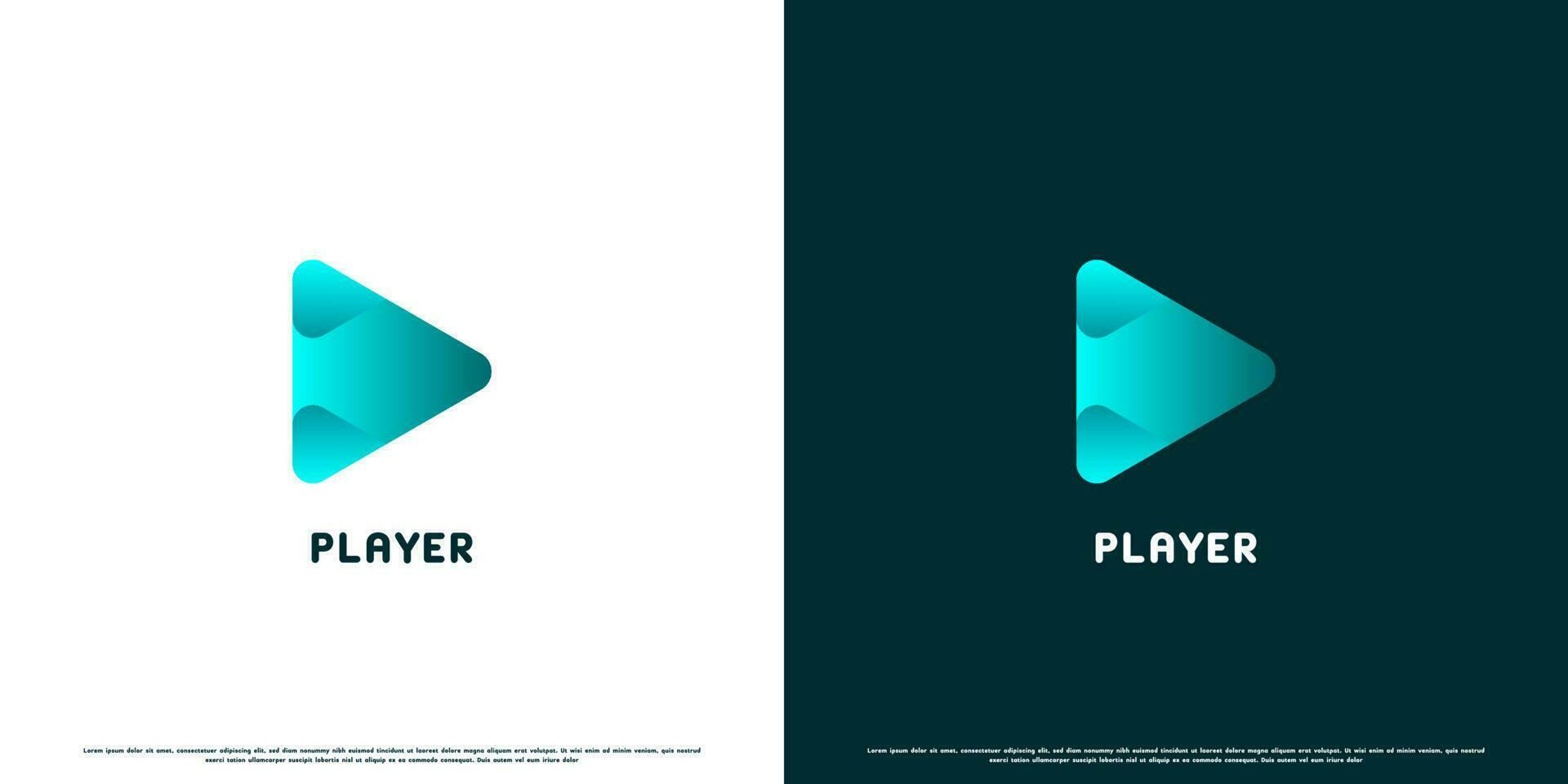 Play button modern logo design illustration. Abstract creative silhouette modern simple gradient triangle media play music game video picture. Suit for technology business company web app icon. vector