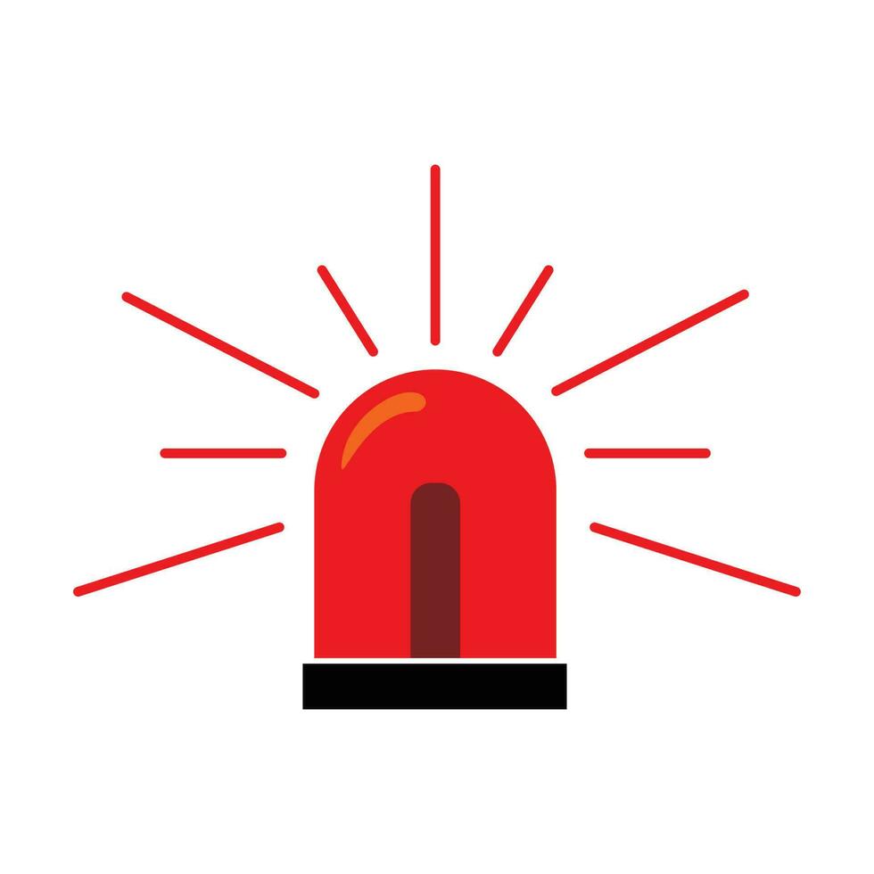 flat siren vector illustration. red emergency lamp sign and symbol.