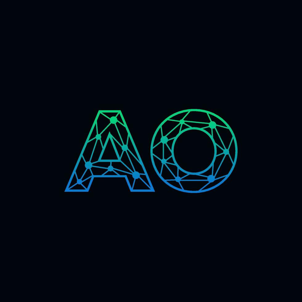 Abstract letter AO logo design with line dot connection for technology and digital business company. vector