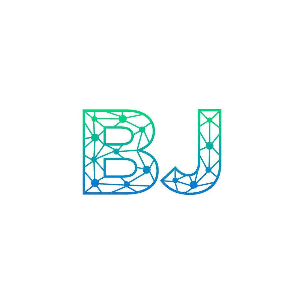 Abstract letter BJ logo design with line dot connection for technology and digital business company. vector