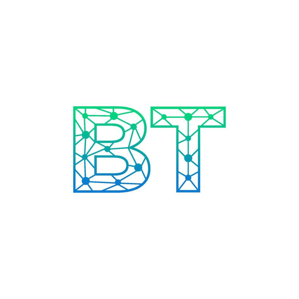 Abstract letter BT logo design with line dot connection for technology and digital business company. vector