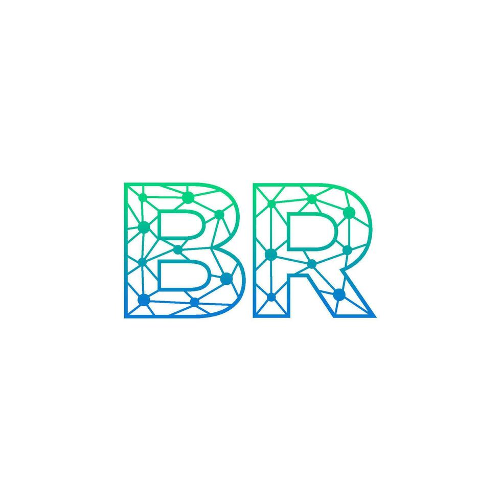 resumen letra br logo diseño con línea punto conexión para tecnología y digital negocio compañía. vector