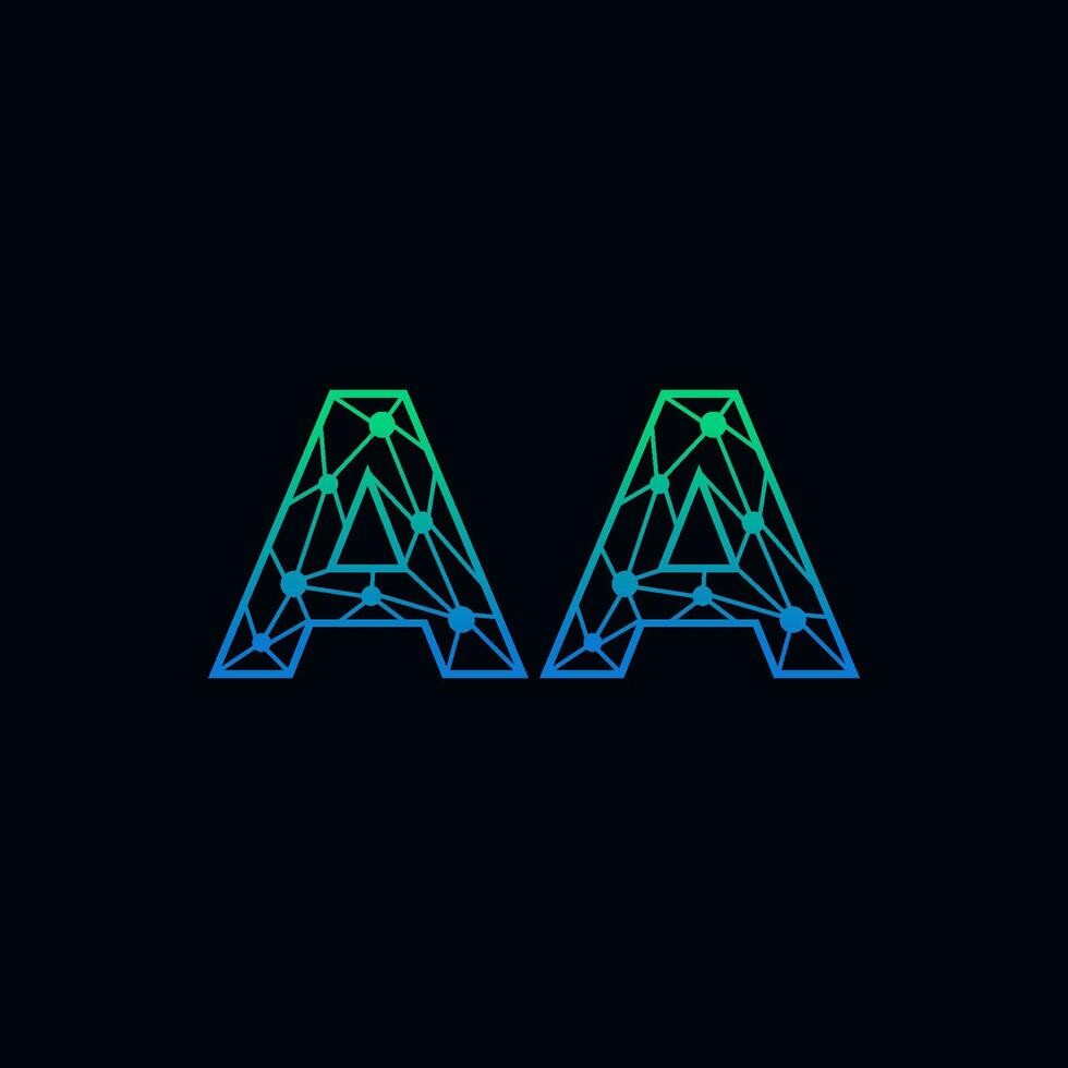 Abstract letter AA logo design with line dot connection for technology and digital business company. vector