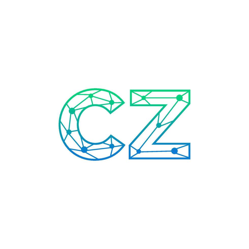 Abstract letter CZ logo design with line dot connection for technology and digital business company. vector