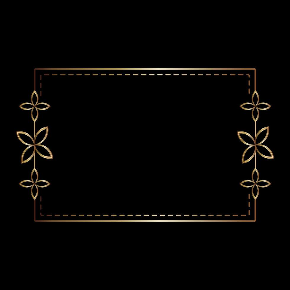 Gold frame line art style, Vector design element geometric shape
