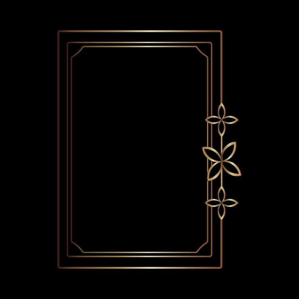 Gold frame line art style, Vector design element geometric shape