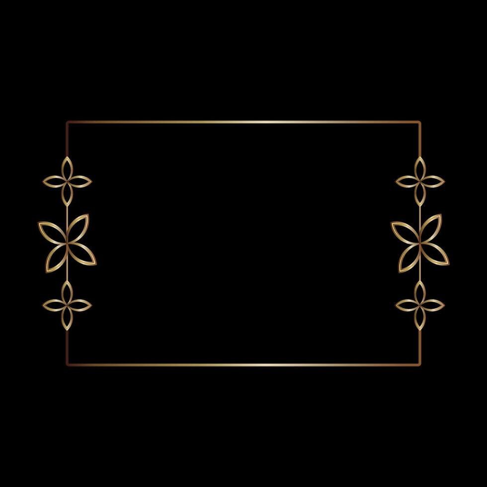 Gold frame line art style, Vector design element geometric shape