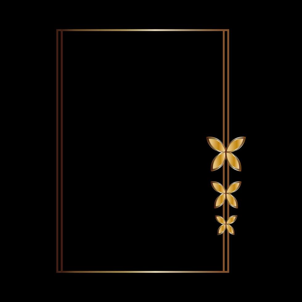 Gold frame line art style, Vector design element geometric shape