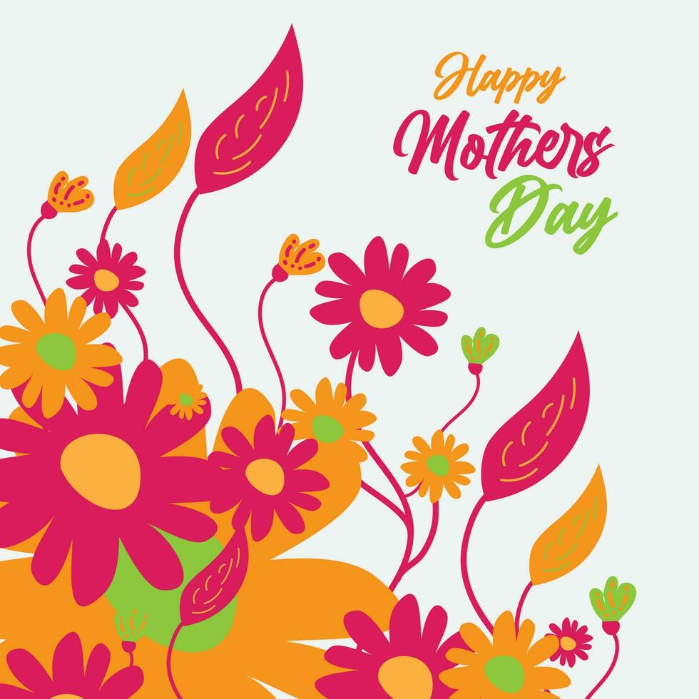 Mothers Day Greeting Card Vector Banner With Flowers On White 