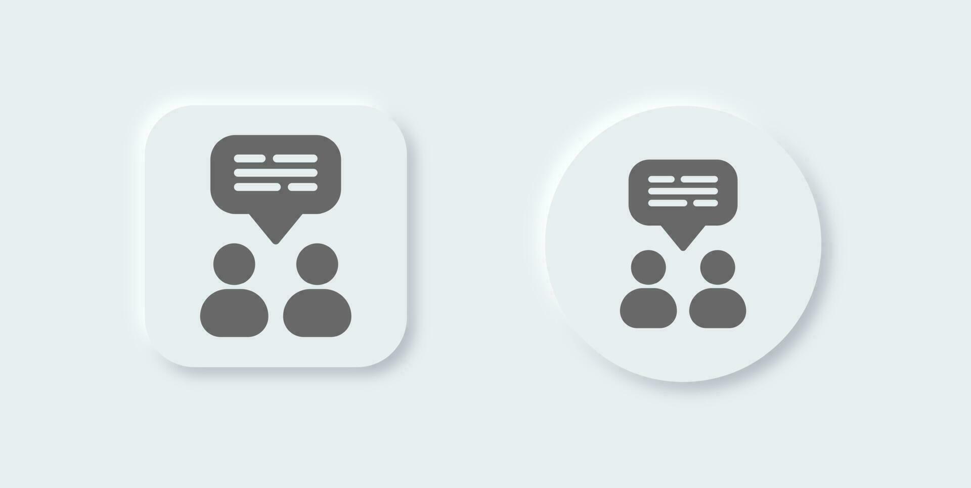 Group chat solid icon in neomorphic design style. Dialogue signs vector illustration.