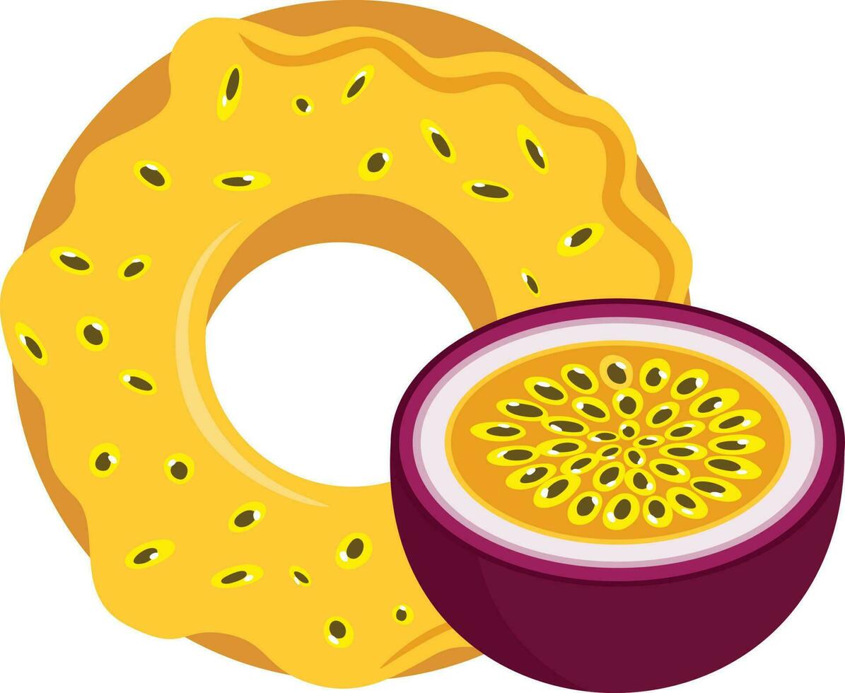 Sweet donut of passion fruit vector