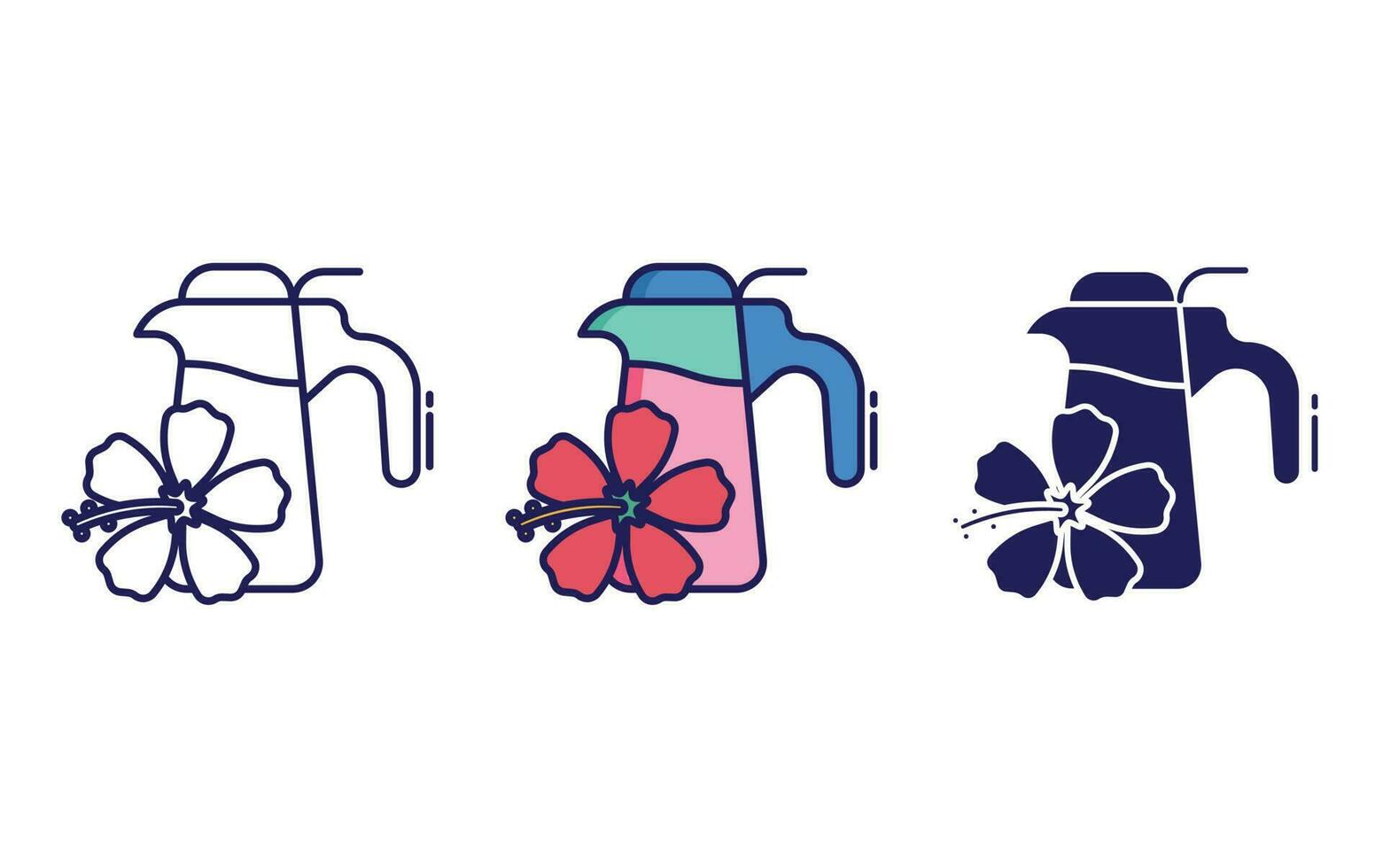 hibiscus tea pot vector icon