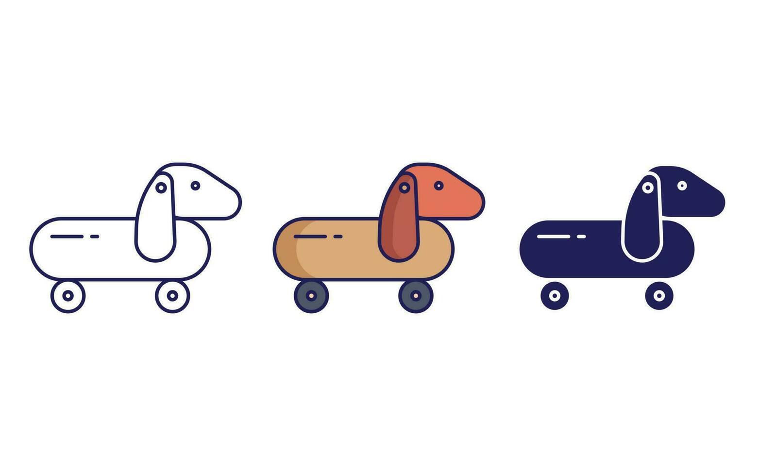 wooden toy dog with wheels vector icon