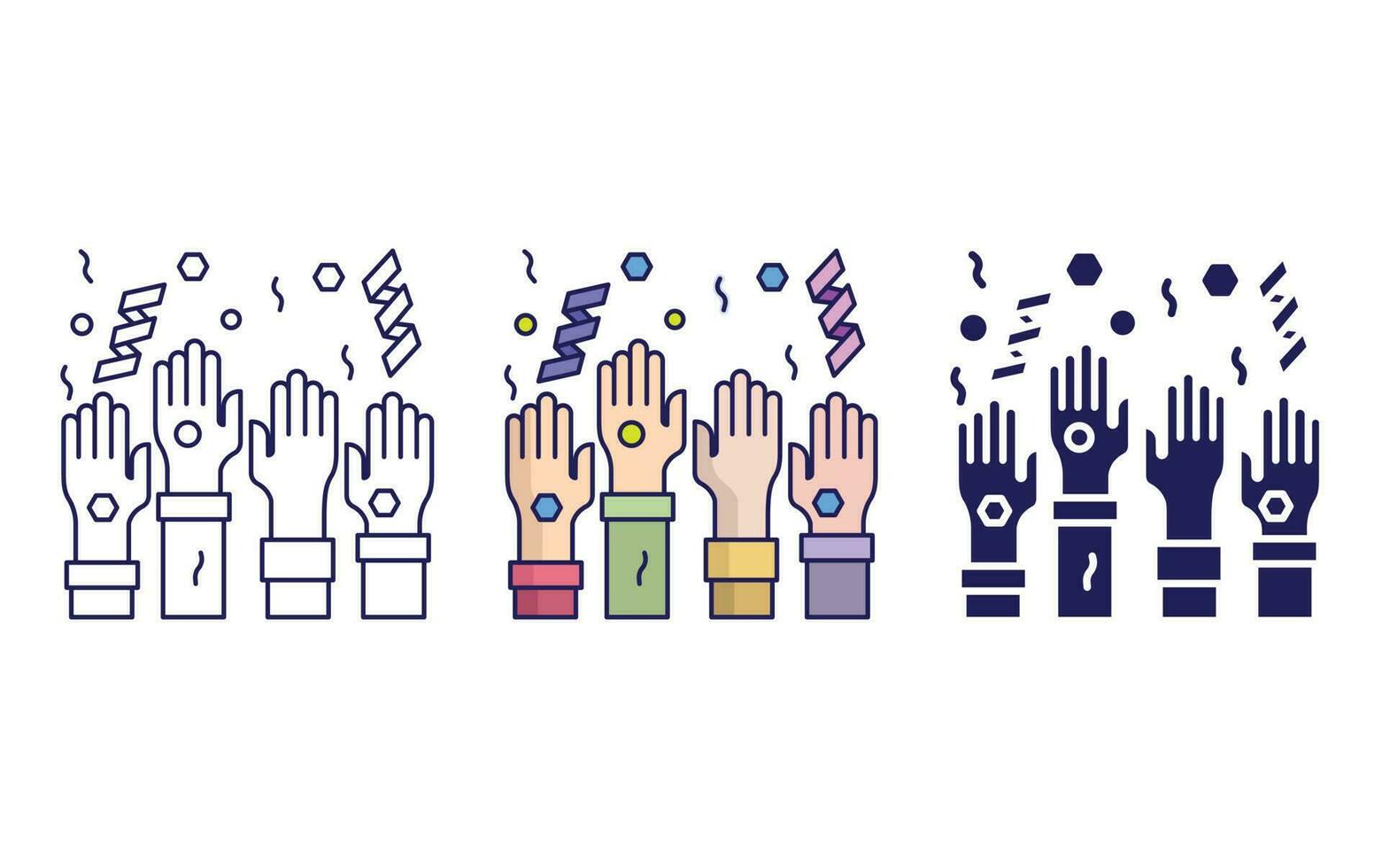 Raising hands celebration vector icon
