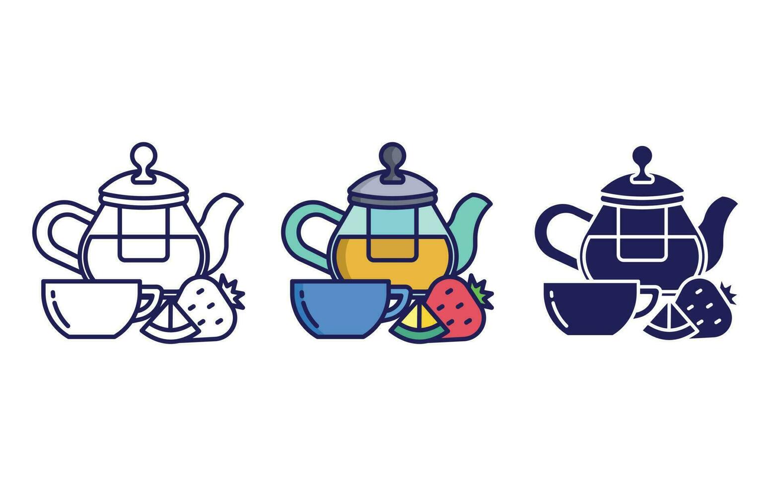 fruit tea pot vector icon