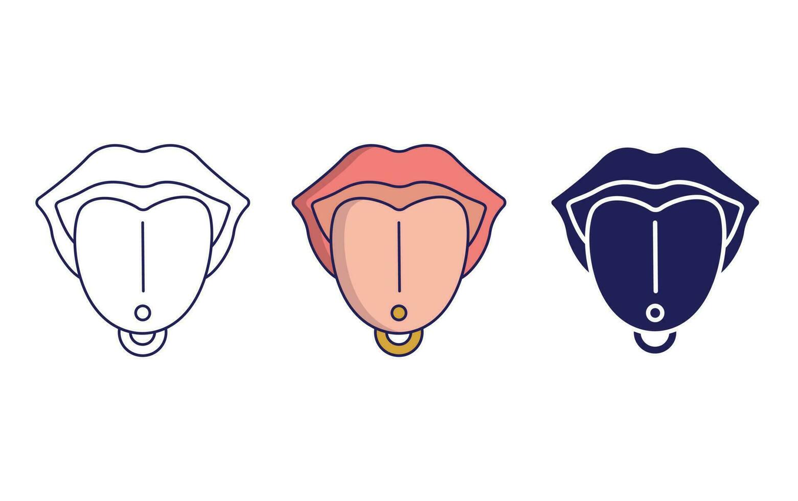 Outline Toung piercing vector icon