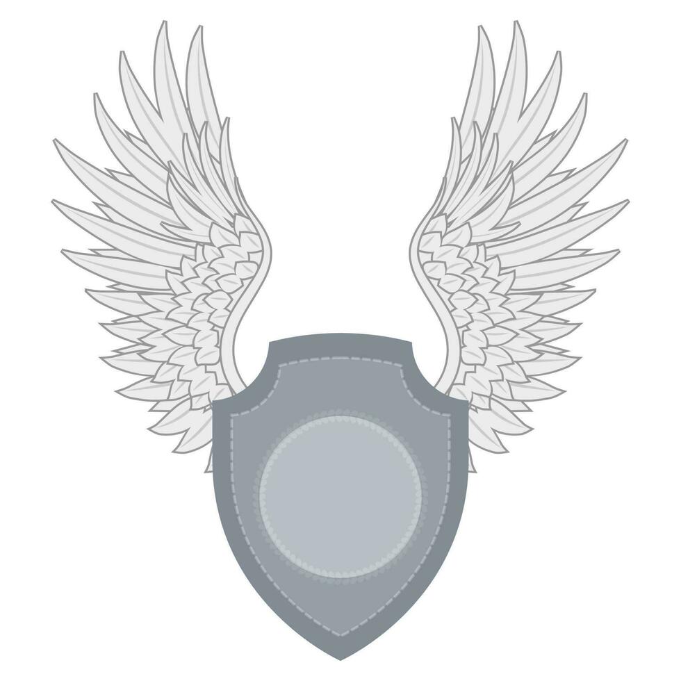 shield with wings on chevron pattern. vector image