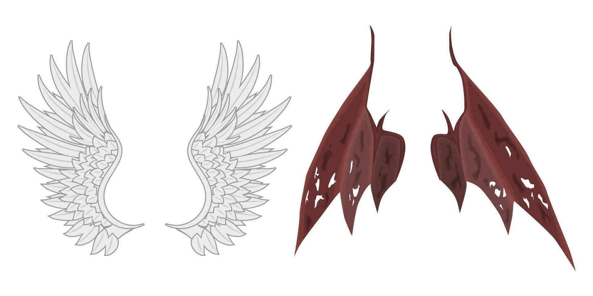 demon and angel wings collection of drawings new vector