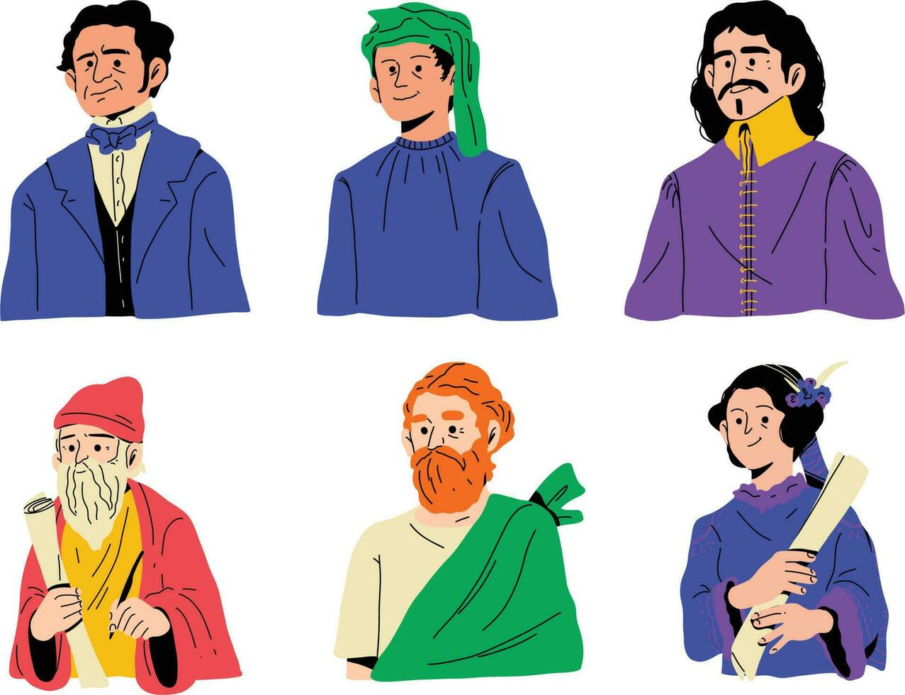 Set of vector illustrations of people of different nationalities and religions in flat style. Set off People