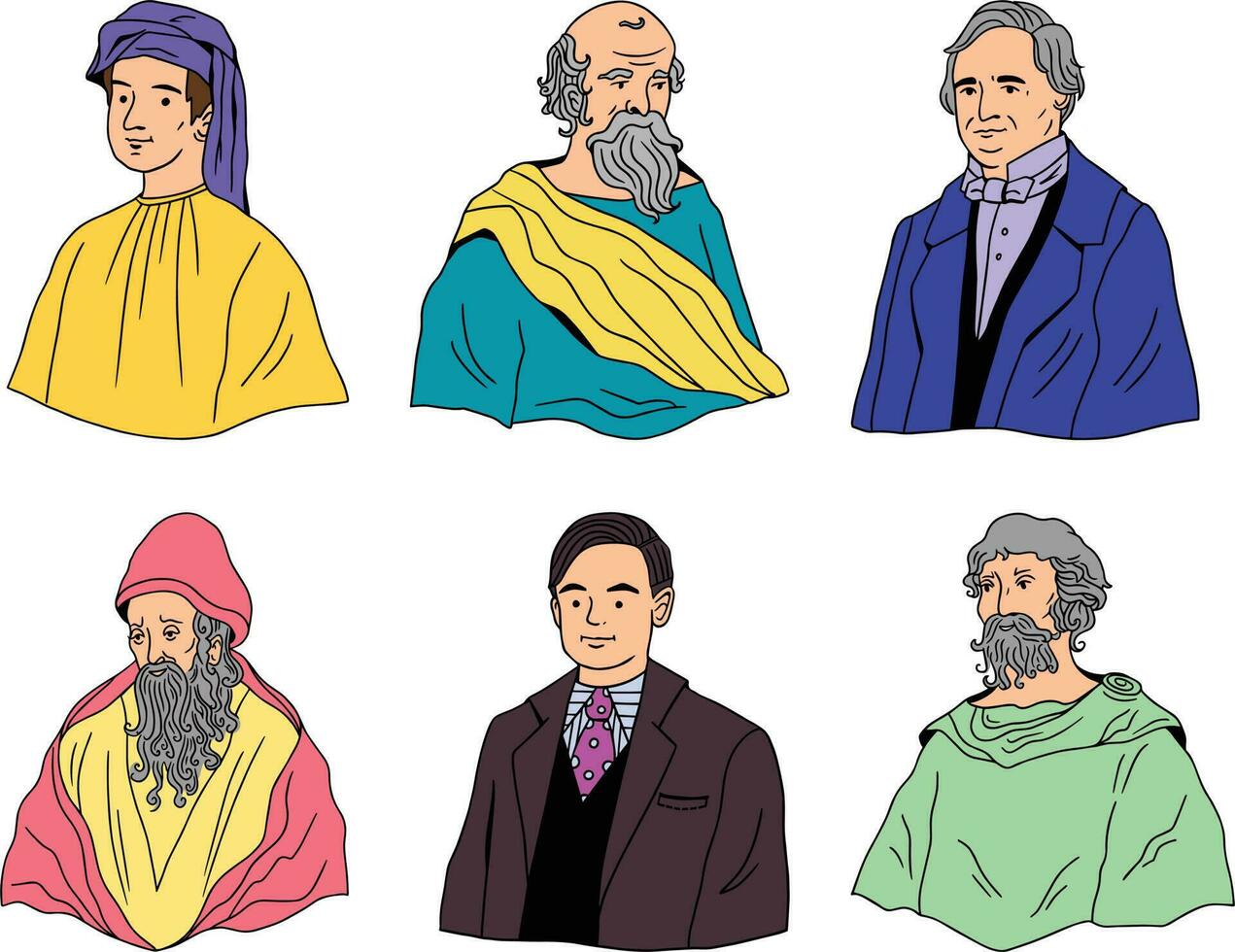 Set of vector illustrations of the four wise men in different costumes. Set off People