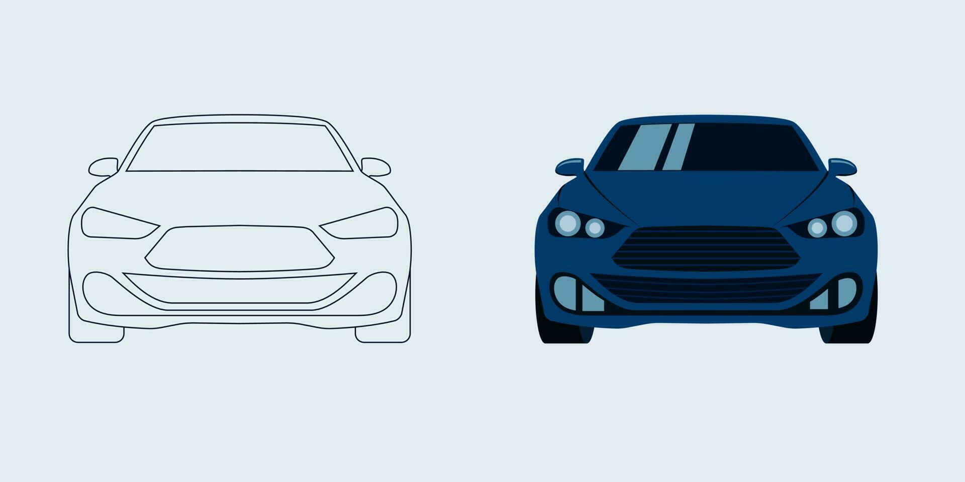 coche frente ver icono y ilustración vector