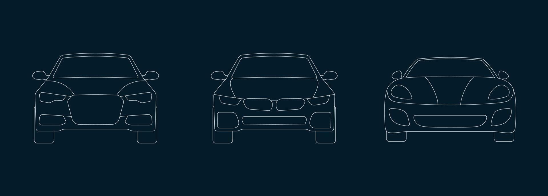 Car front view icon and illustration line style vector