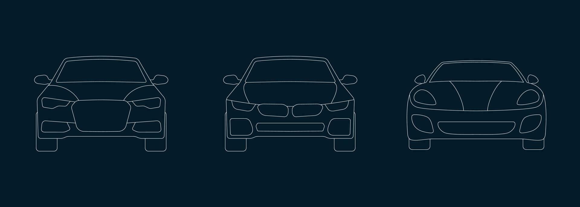 Car front view icon and illustration line style vector
